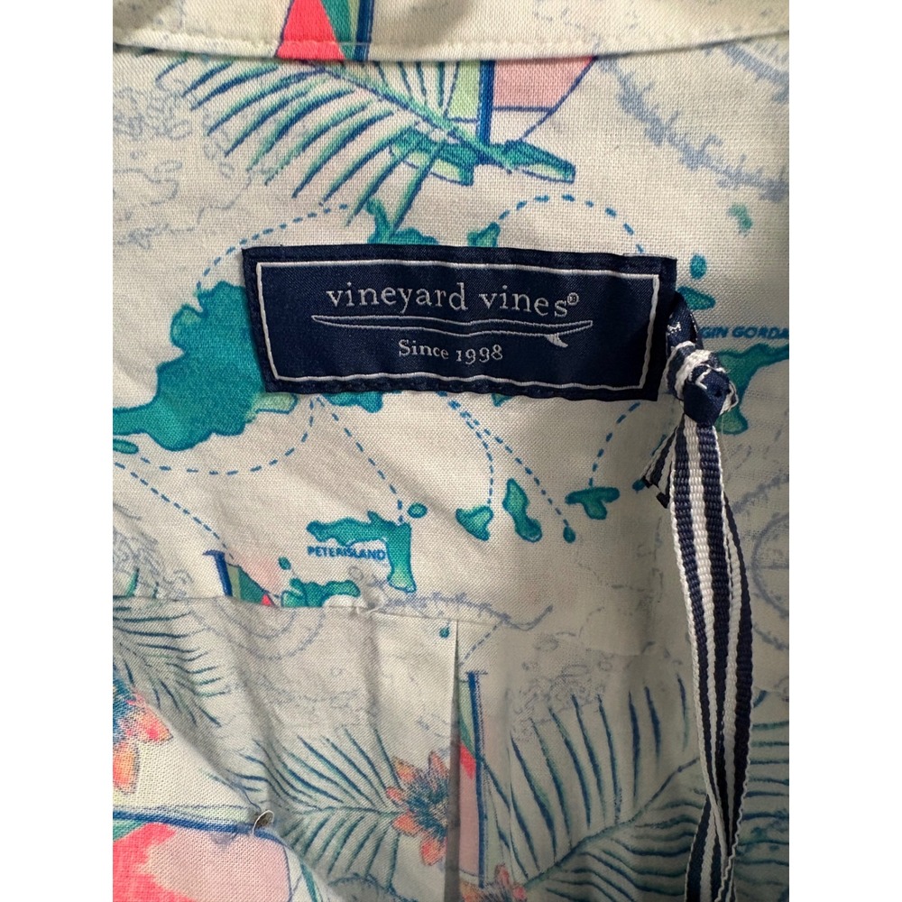 Vineyard Vines BVI Island Map SS Shirt White Cap Mens XXL New 1W011419-8644 - Picture 2 of 5
